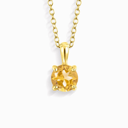 Citrine Solitaire Pendant Necklace in 18k Gold Vermeil - SJR London Timepiece