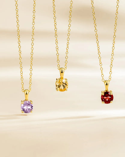 Citrine Solitaire Pendant Necklace in 18k Gold Vermeil - SJR London Timepiece