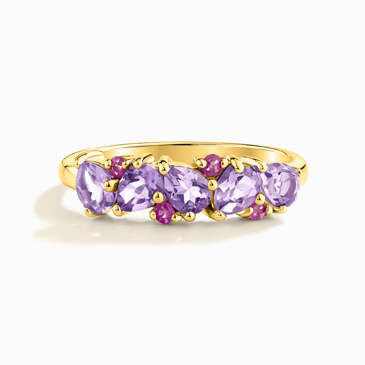 Pink Ruby & Amethyst Pear Cut Half Eternity Band in 18k Gold Vermeil - SJR London Timepiece
