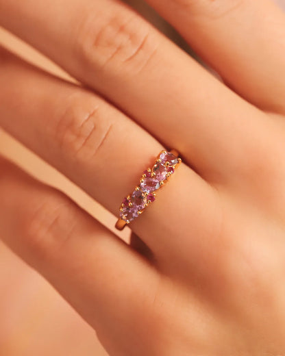 Pink Ruby & Amethyst Pear Cut Half Eternity Band in 18k Gold Vermeil - SJR London Timepiece