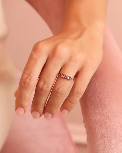 Pink Ruby & Amethyst Pear Cut Half Eternity Band in 18k Gold Vermeil - SJR London Timepiece