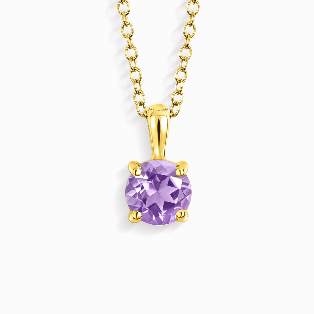 Lavender Amethyst Solitaire Pendant Necklace in 18k Gold Vermeil - SJR London Timepiece
