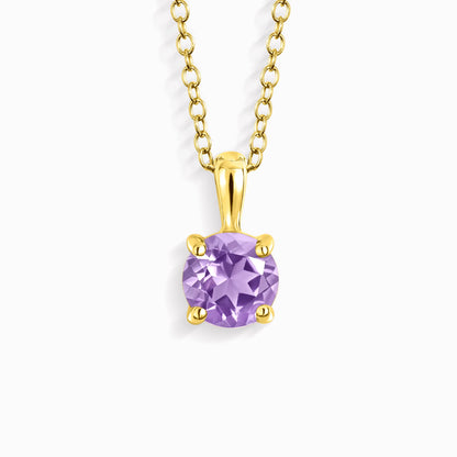 Lavender Amethyst Solitaire Pendant Necklace in 18k Gold Vermeil - SJR London Timepiece