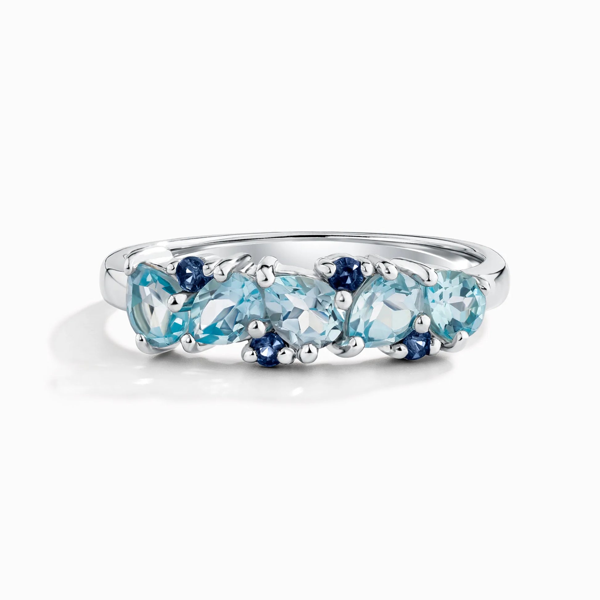 Blue Sapphire & Blue Topaz Pear Cut Half Eternity Band in Sterling Silver - SJR London Timepiece