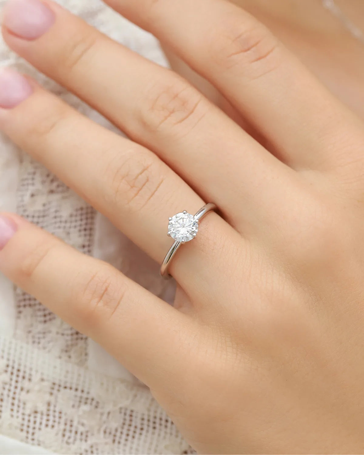 1 ct Round Solitaire Moissanite Engagement Ring in Sterling Silver - SJR London Timepiece