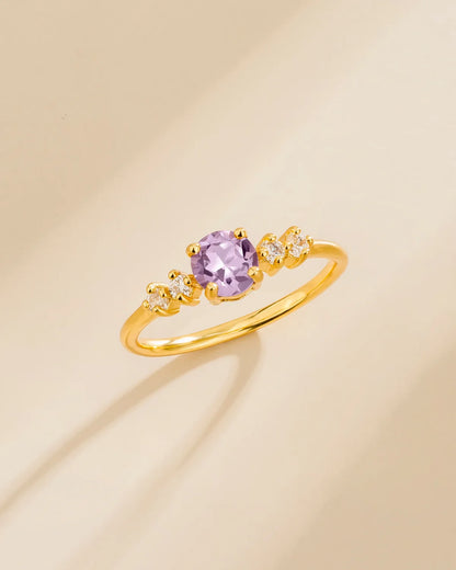 Lavender Amethyst Five Stone Ring in 18k Gold Vermeil - SJR London Timepiece