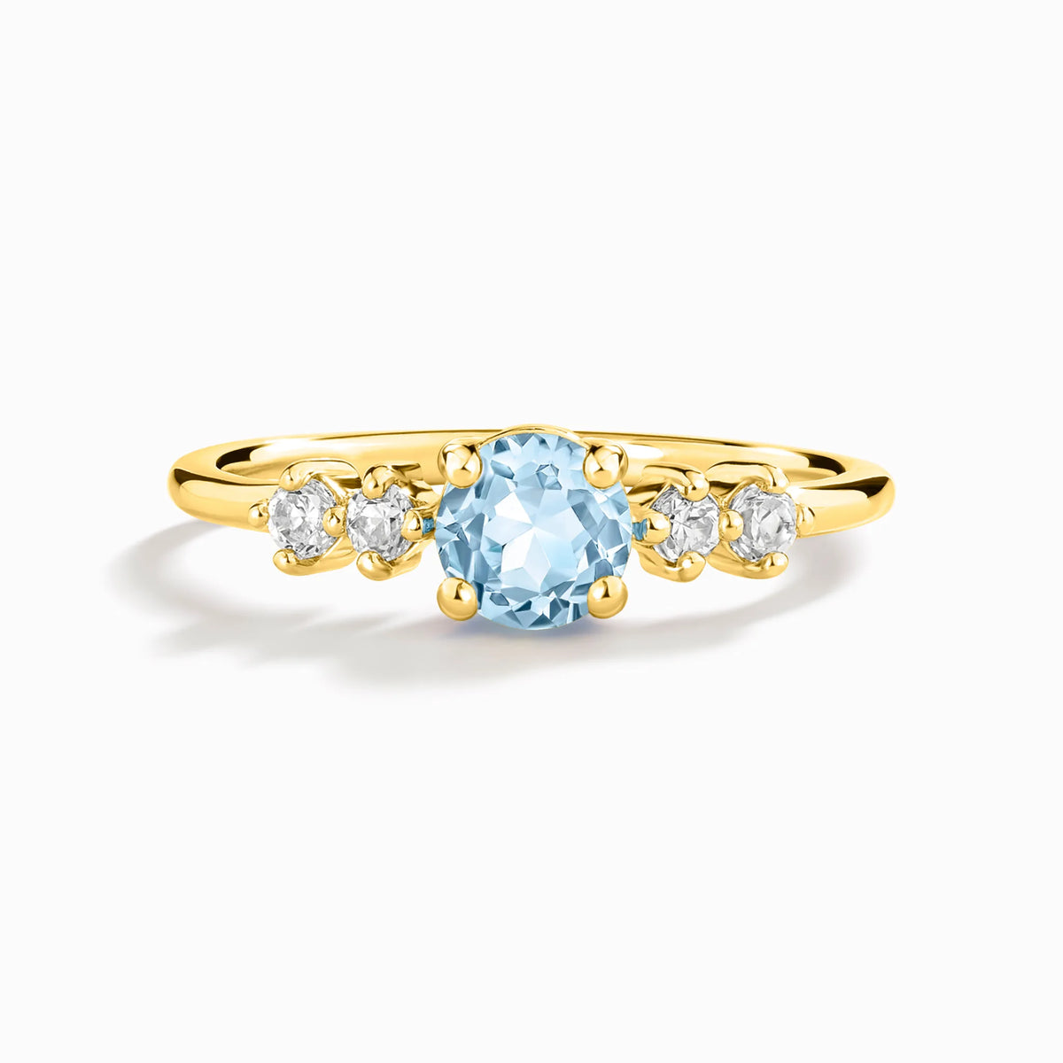 Sky Blue Topaz Five Stone Ring in 18k Gold Vermeil - SJR London Timepiece