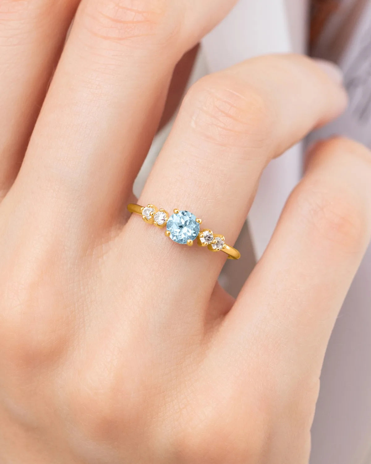 Sky Blue Topaz Five Stone Ring in 18k Gold Vermeil - SJR London Timepiece