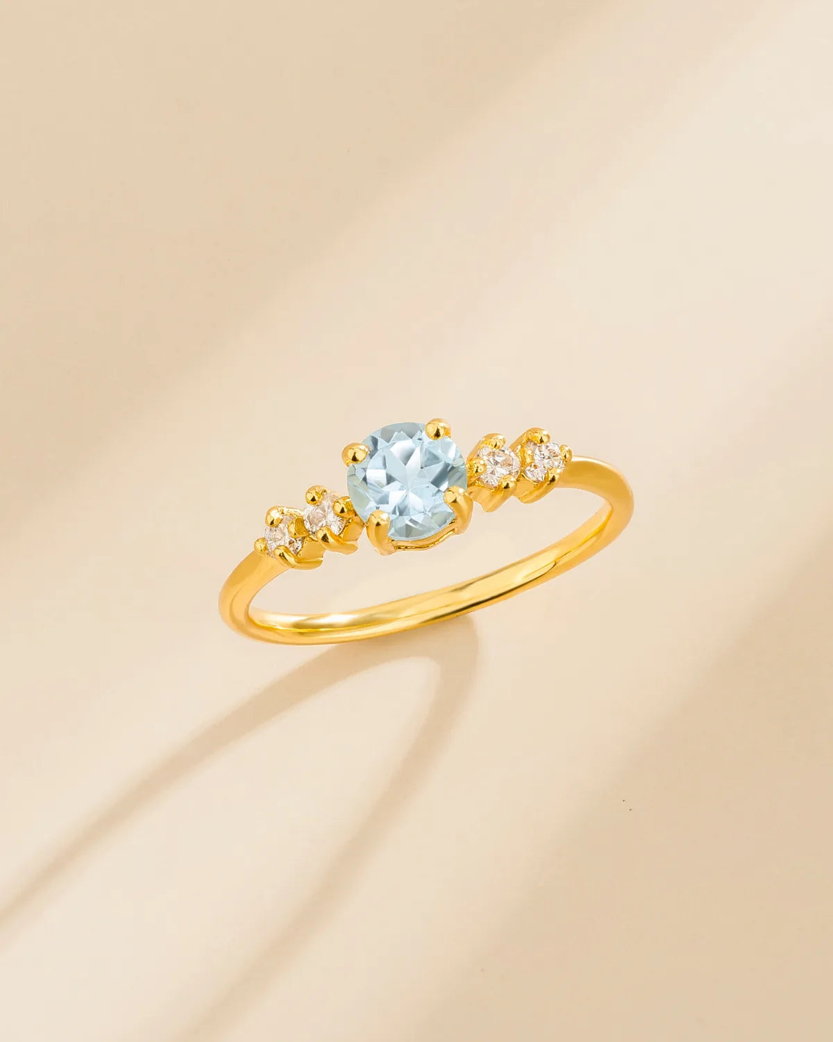 Sky Blue Topaz Five Stone Ring in 18k Gold Vermeil - SJR London Timepiece