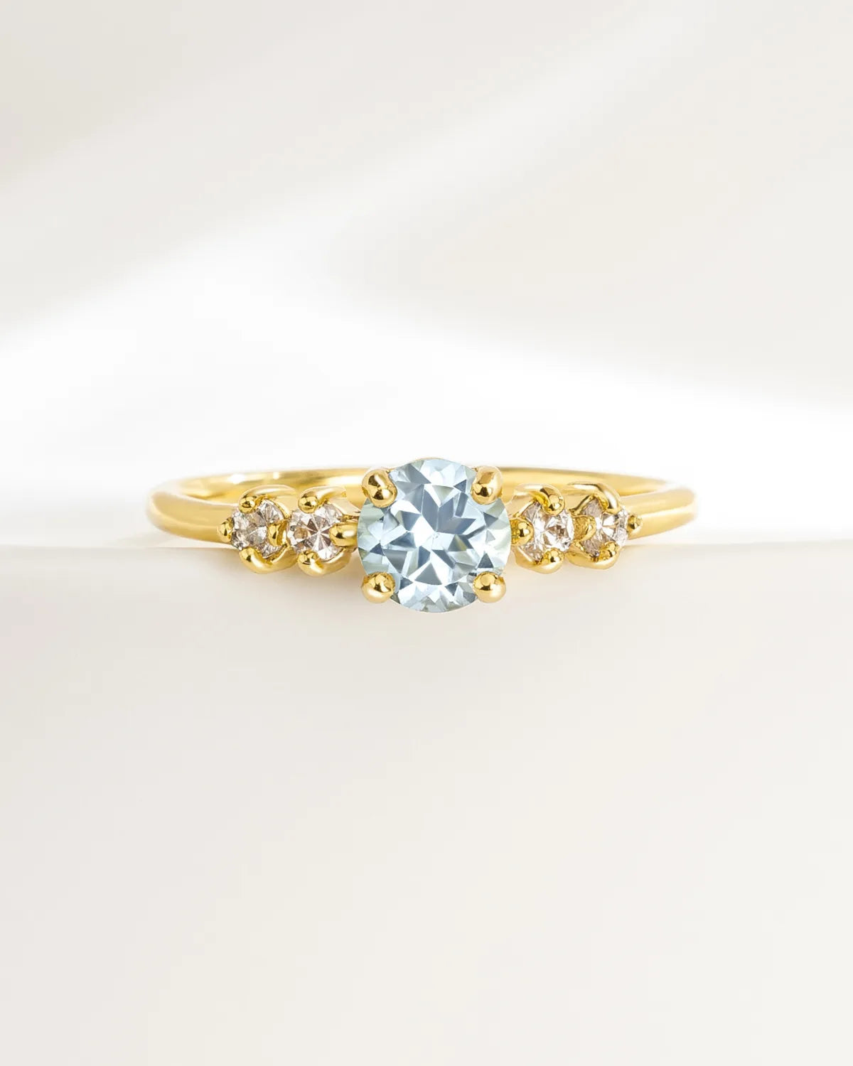 Sky Blue Topaz Five Stone Ring in 18k Gold Vermeil - SJR London Timepiece