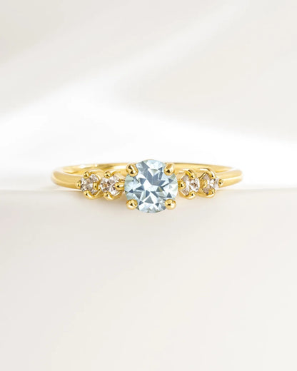 Sky Blue Topaz Five Stone Ring in 18k Gold Vermeil - SJR London Timepiece