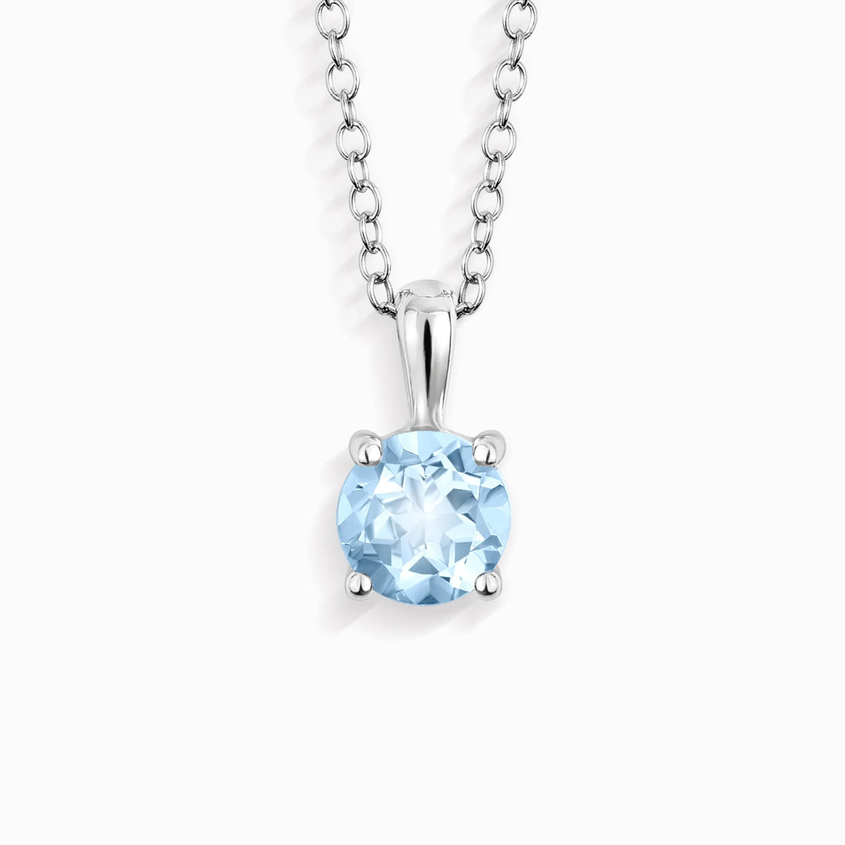 Sky Blue Topaz Solitaire Pendant Necklace in Sterling Silver - SJR London Timepiece