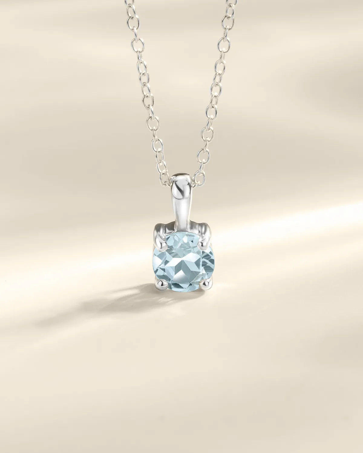Sky Blue Topaz Solitaire Pendant Necklace in Sterling Silver - SJR London Timepiece