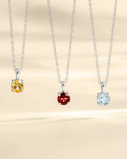 Sky Blue Topaz Solitaire Pendant Necklace in Sterling Silver - SJR London Timepiece