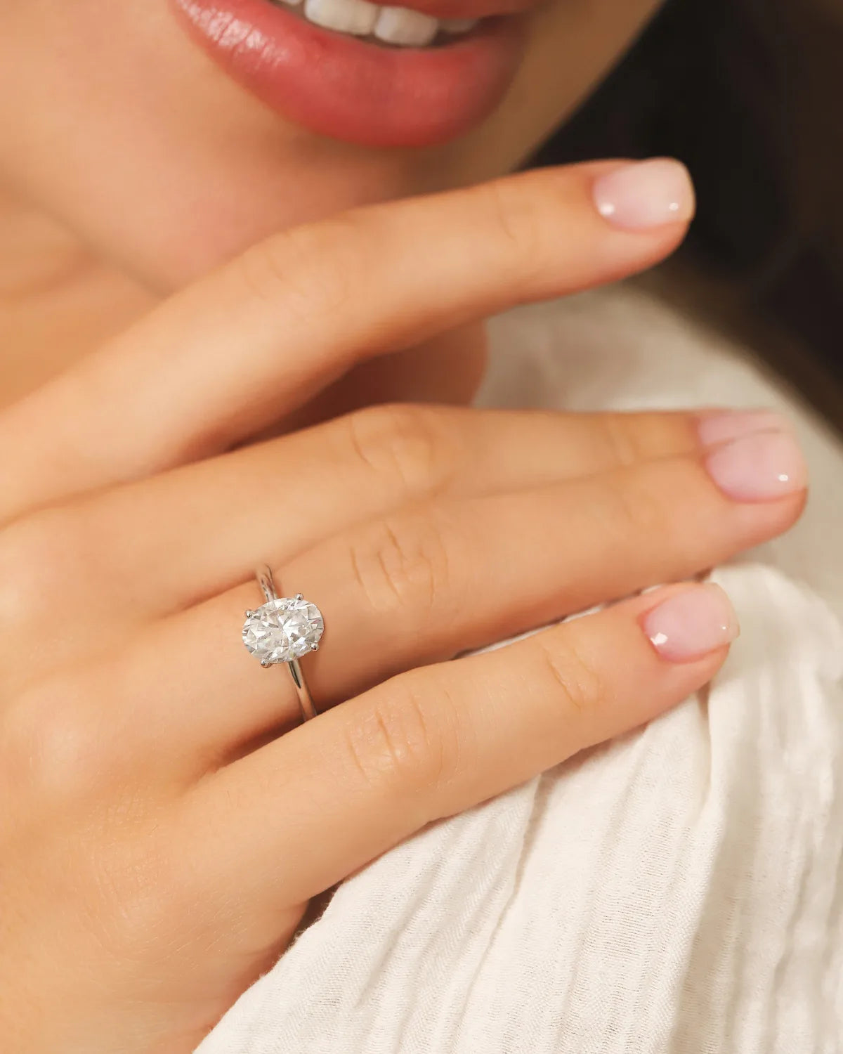 2 ct Oval Solitaire Moissanite Engagement Ring in Sterling Silver - SJR London Timepiece