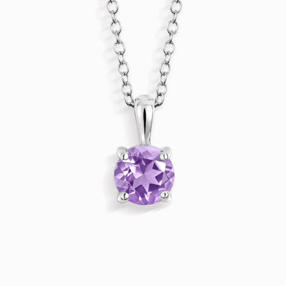 Lavender Amethyst Solitaire Pendant Necklace in Sterling Silver - SJR London Timepiece