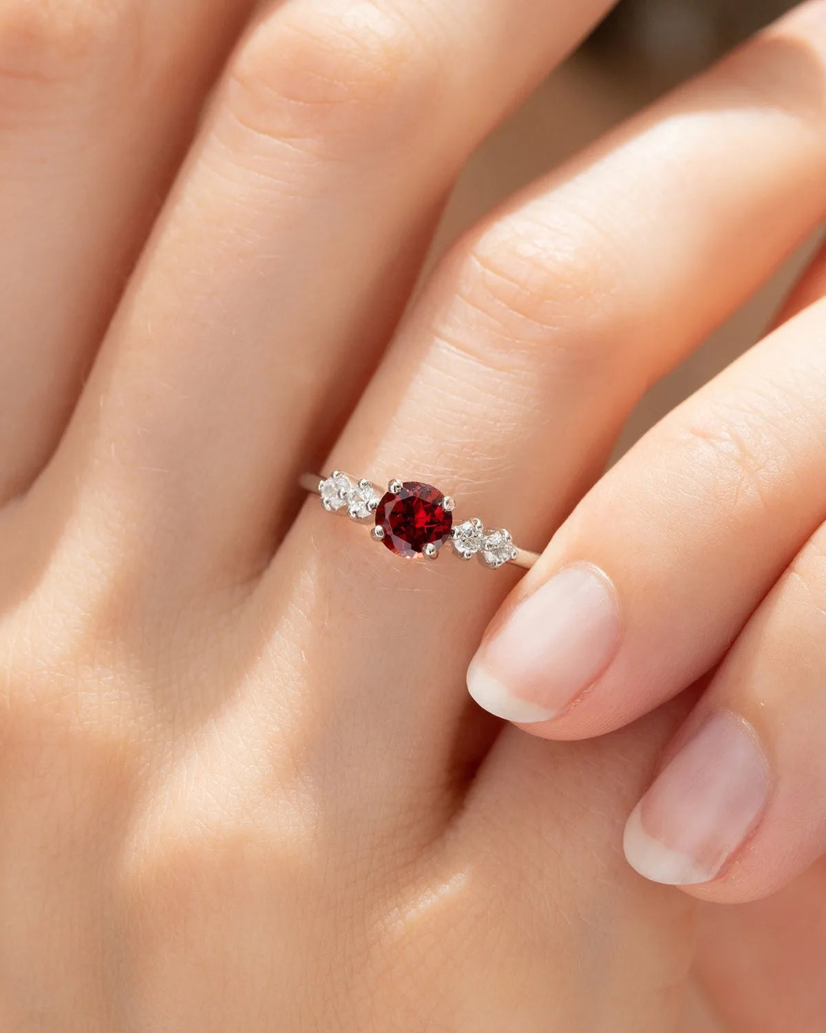 Garnet Five Stone Ring in Sterling Silver - SJR London Timepiece