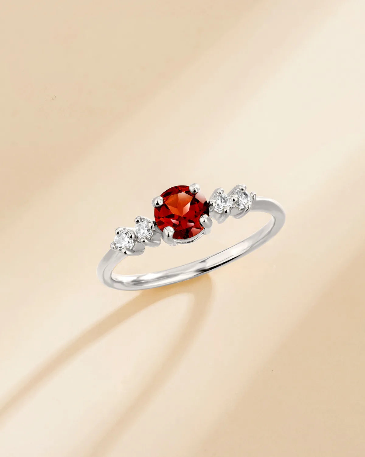Garnet Five Stone Ring in Sterling Silver - SJR London Timepiece