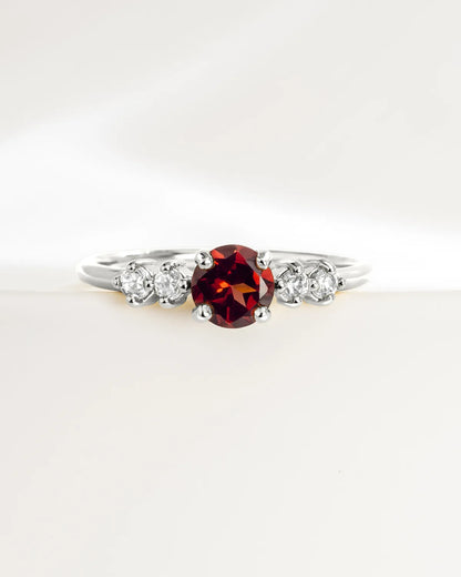 Garnet Five Stone Ring in Sterling Silver - SJR London Timepiece