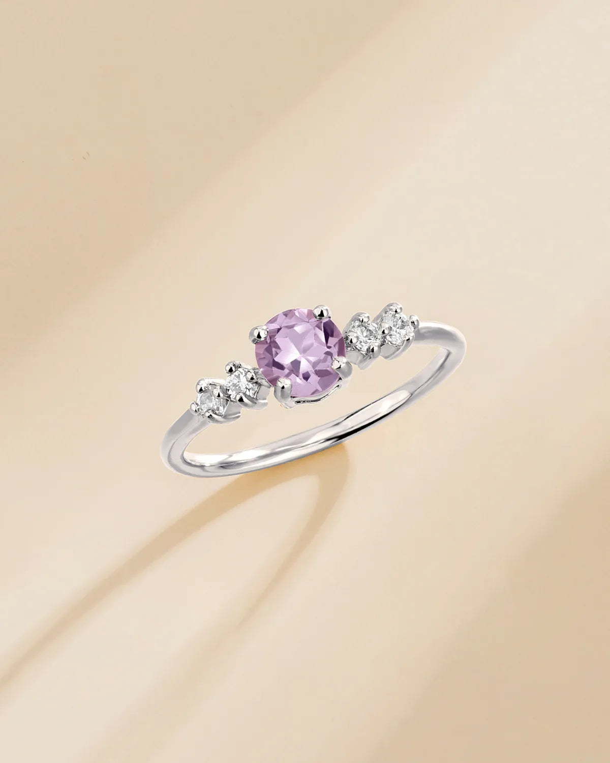 Lavender Amethyst Five Stone Ring in Sterling Silver - SJR London Timepiece