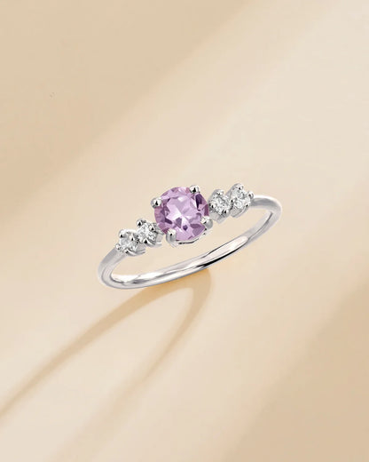 Lavender Amethyst Five Stone Ring in Sterling Silver - SJR London Timepiece