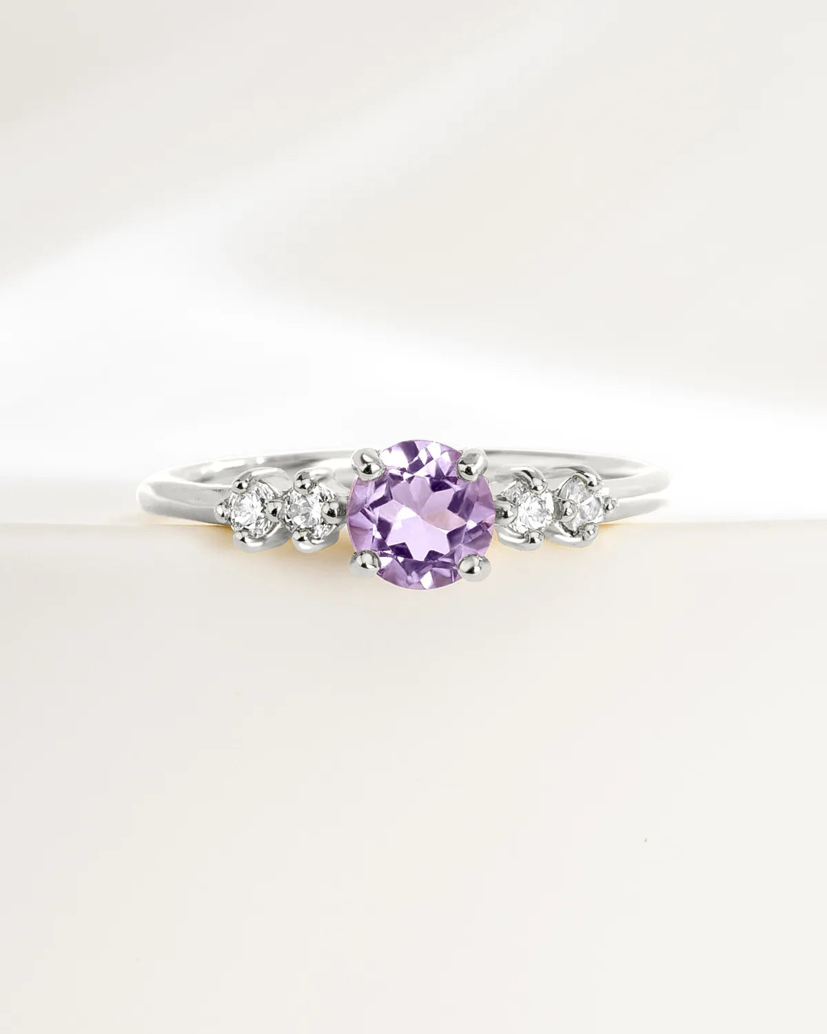 Lavender Amethyst Five Stone Ring in Sterling Silver - SJR London Timepiece