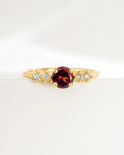 Garnet Five Stone Ring in 18k Gold Vermeil - SJR London Timepiece