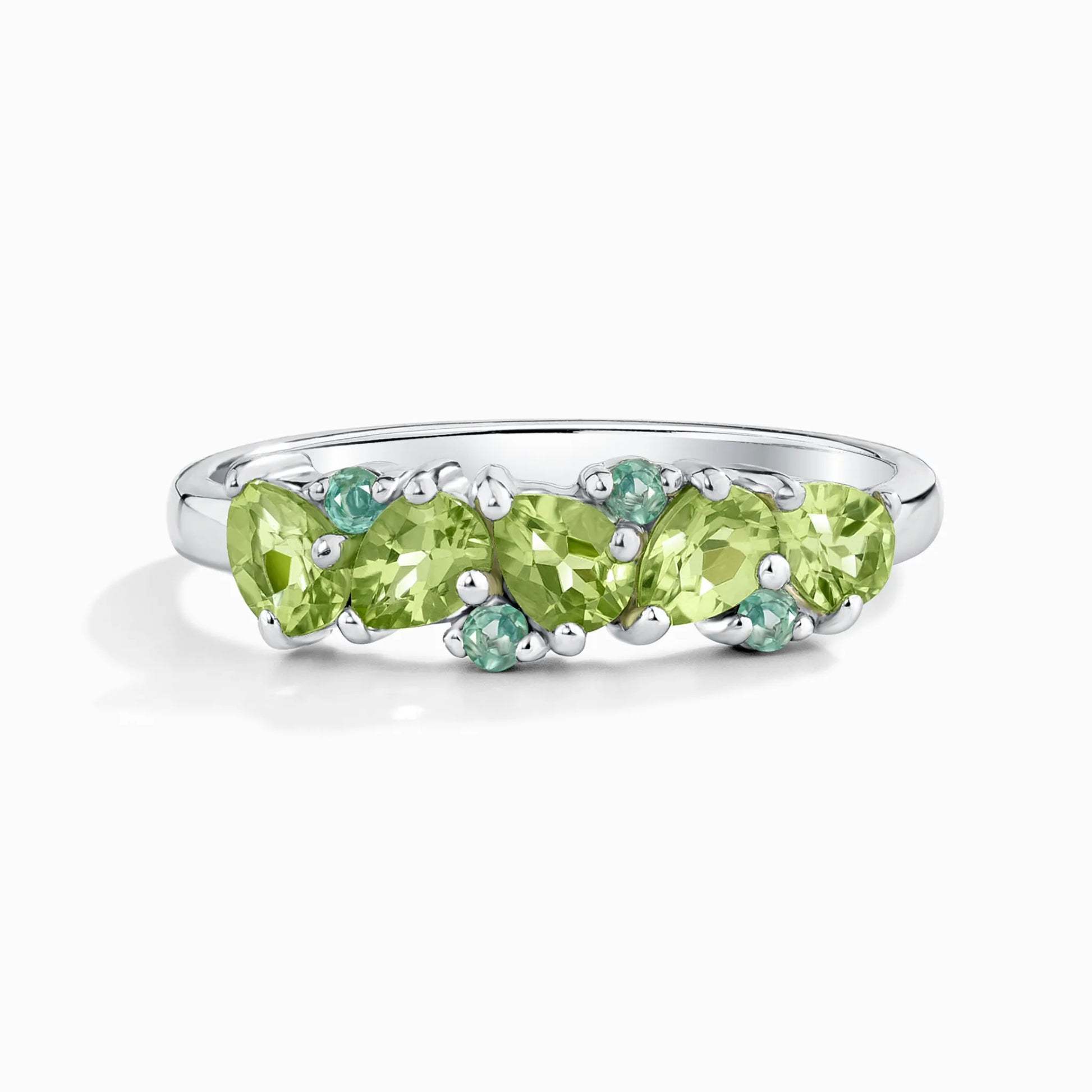 Emerald & Peridot Pear Cut Half Eternity Band in Sterling Silver - SJR London Timepiece
