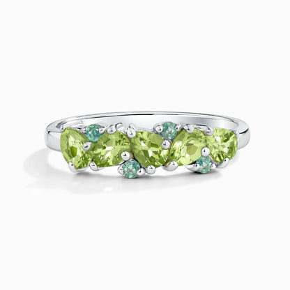 Emerald & Peridot Pear Cut Half Eternity Band in Sterling Silver - SJR London Timepiece