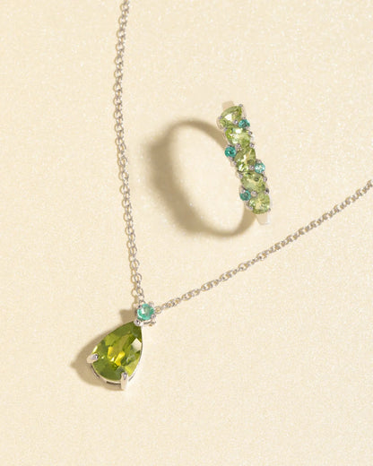 Emerald & Peridot Pear Cut Half Eternity Band in Sterling Silver - SJR London Timepiece