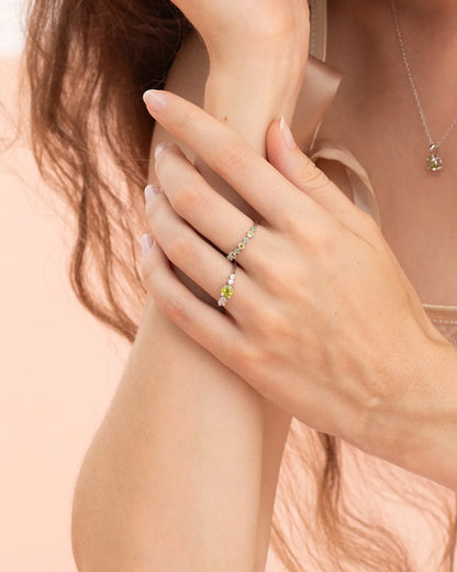 Peridot Five Stone Ring in Sterling Silver - SJR London Timepiece