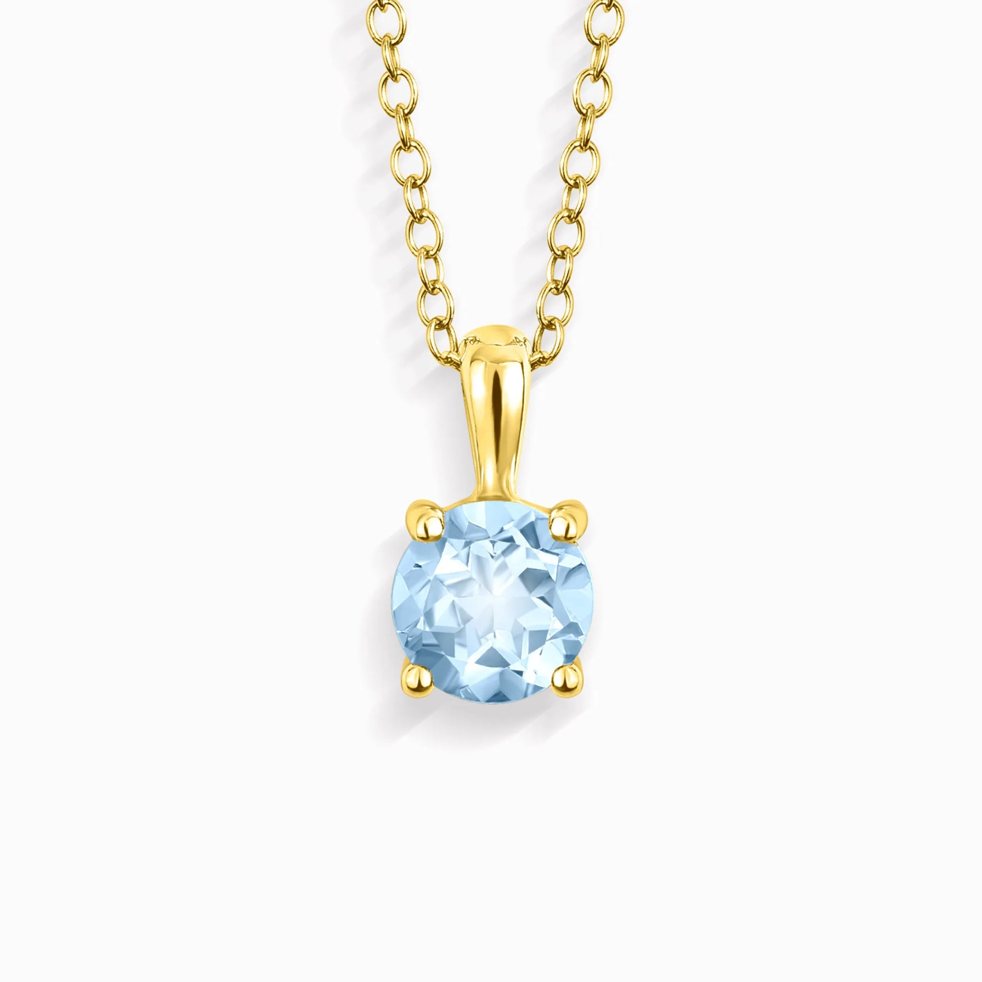 Sky Blue Topaz Solitaire Pendant Necklace in 18k Gold Vermeil - SJR London Timepiece