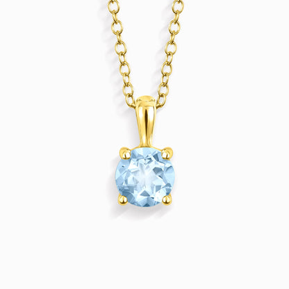 Sky Blue Topaz Solitaire Pendant Necklace in 18k Gold Vermeil - SJR London Timepiece