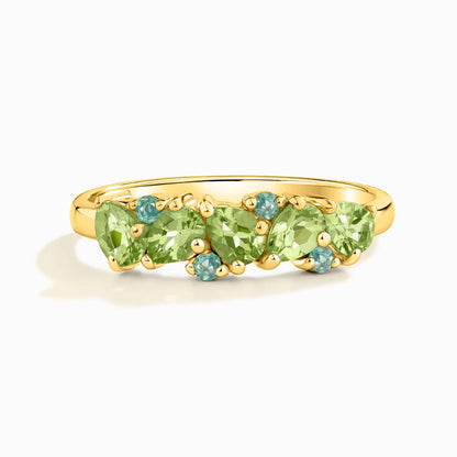 Emerald & Peridot Pear Cut Half Eternity Band in 18k Gold Vermeil - SJR London Timepiece
