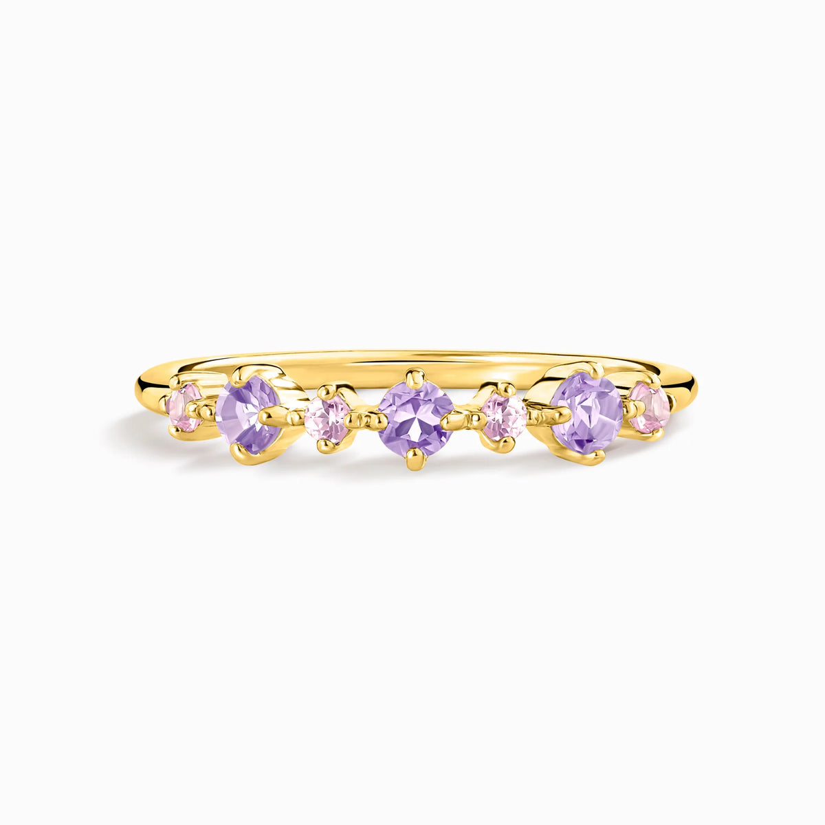 Pink Sapphire & Amethyst Stackable Half Eternity Band in 18k Gold Vermeil - SJR London Timepiece