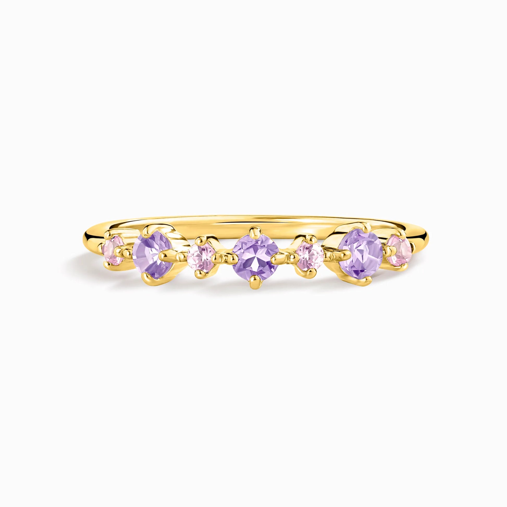 Pink Sapphire & Amethyst Stackable Half Eternity Band in 18k Gold Vermeil - SJR London Timepiece