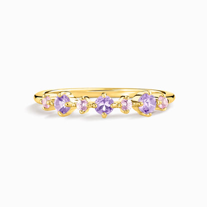 Pink Sapphire & Amethyst Stackable Half Eternity Band in 18k Gold Vermeil - SJR London Timepiece