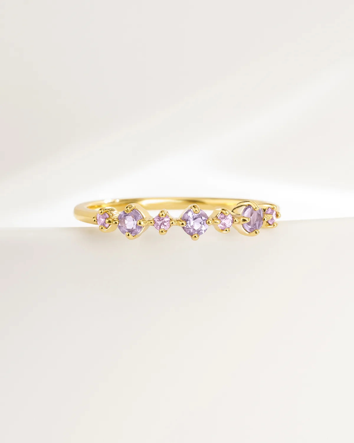 Pink Sapphire & Amethyst Stackable Half Eternity Band in 18k Gold Vermeil - SJR London Timepiece