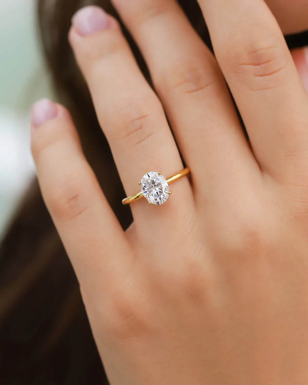 2 ct Oval Solitaire Moissanite Engagement Ring in 18k Gold Vermeil - SJR London Timepiece