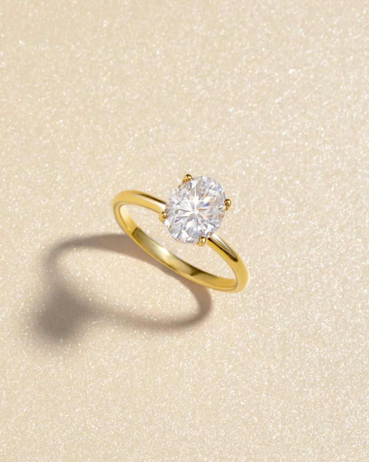 2 ct Oval Solitaire Moissanite Engagement Ring in 18k Gold Vermeil - SJR London Timepiece