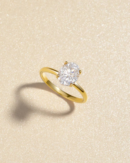 2 ct Oval Solitaire Moissanite Engagement Ring in 18k Gold Vermeil - SJR London Timepiece