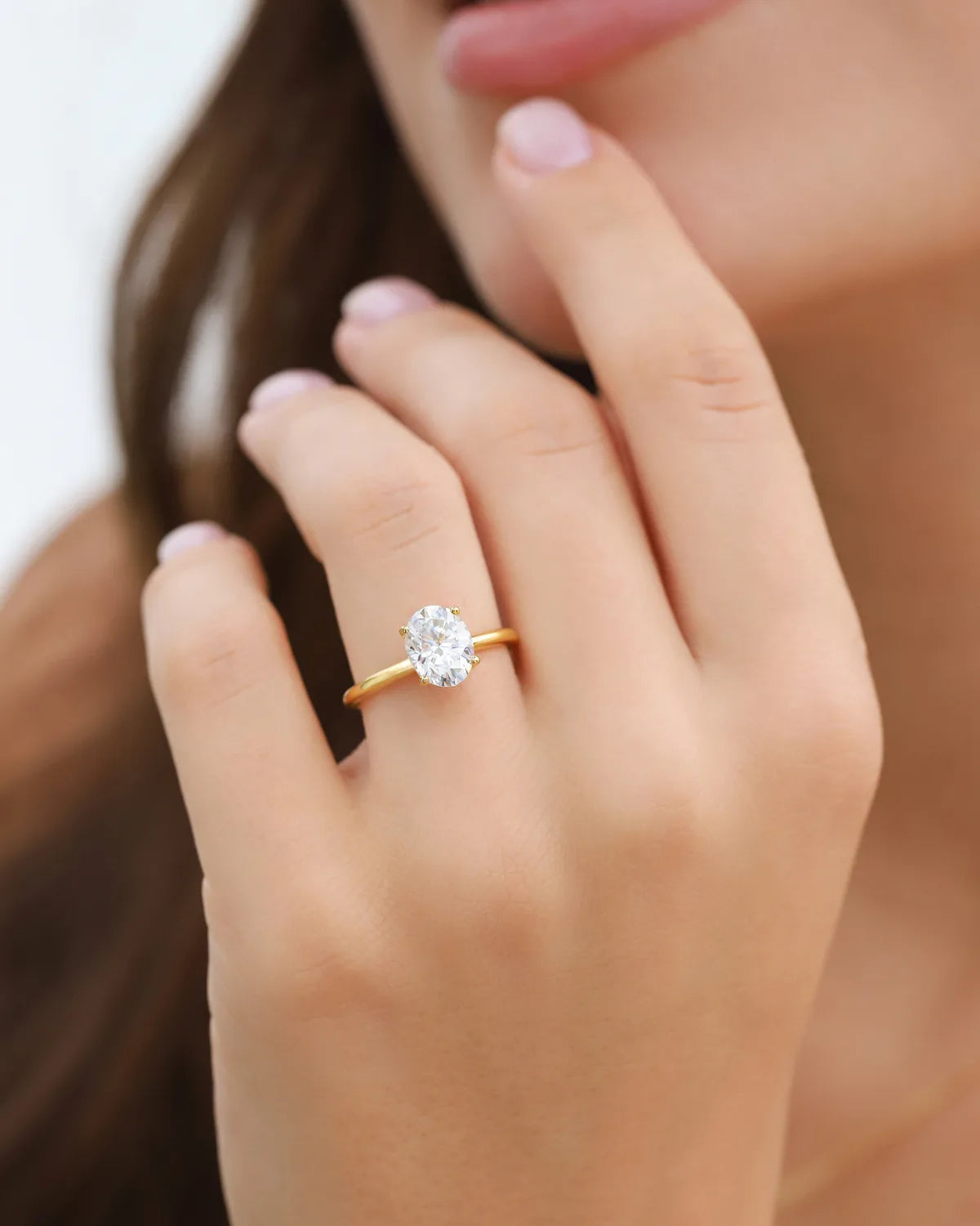 2 ct Oval Solitaire Moissanite Engagement Ring in 18k Gold Vermeil - SJR London Timepiece
