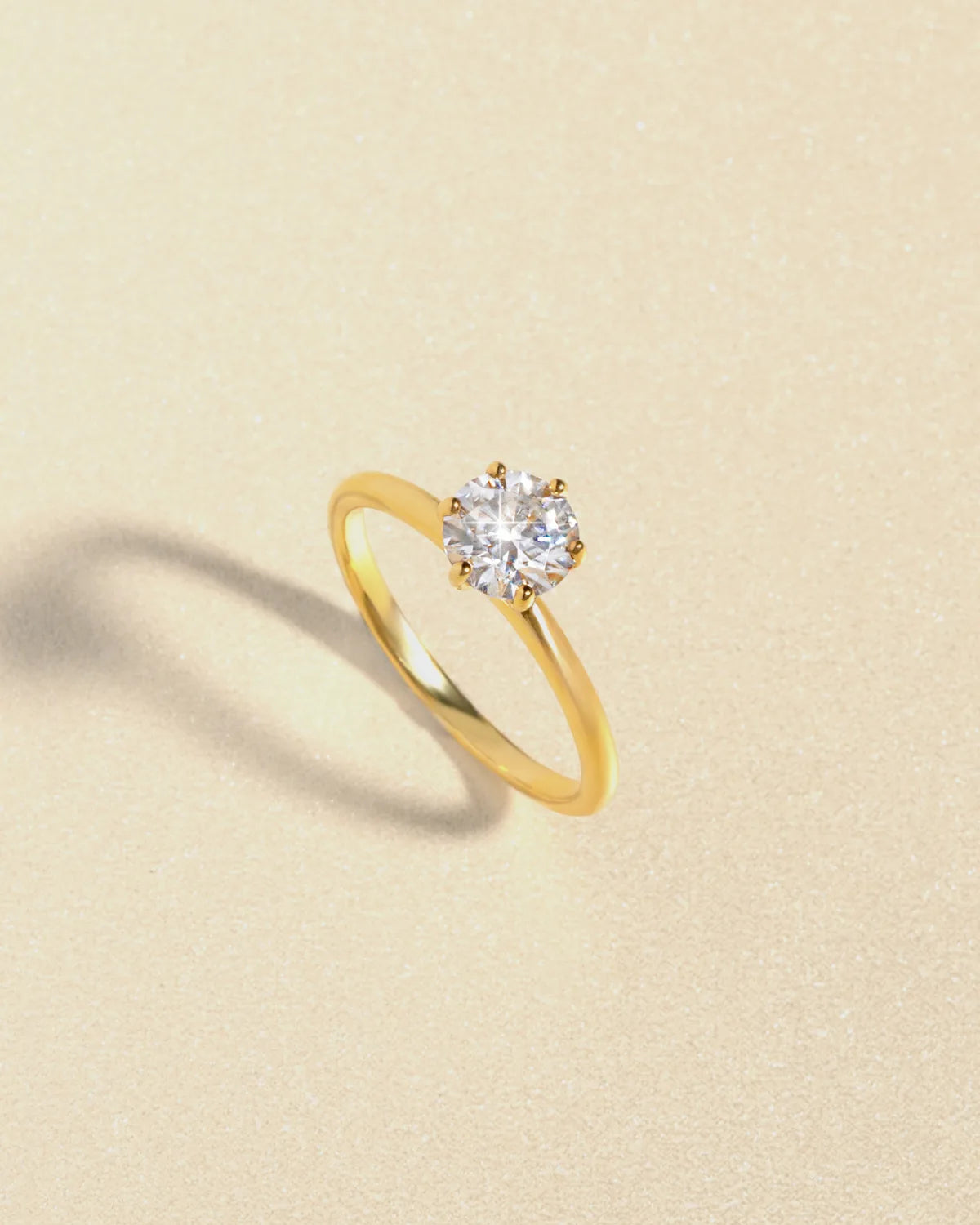 1 ct Round Solitaire Moissanite Engagement Ring in 18k Gold Vermeil - SJR London Timepiece