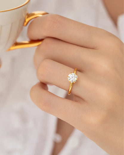 1 ct Round Solitaire Moissanite Engagement Ring in 18k Gold Vermeil - SJR London Timepiece