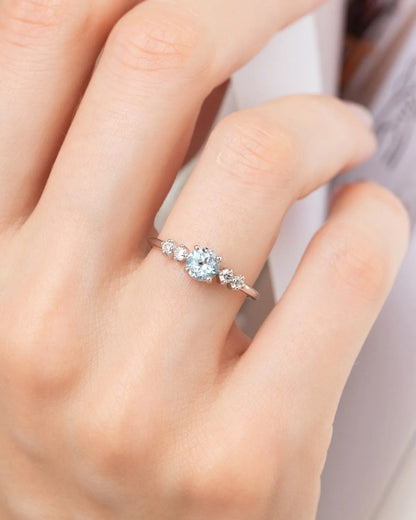 Sky Blue Topaz Five Stone Ring in Sterling Silver - SJR London Timepiece