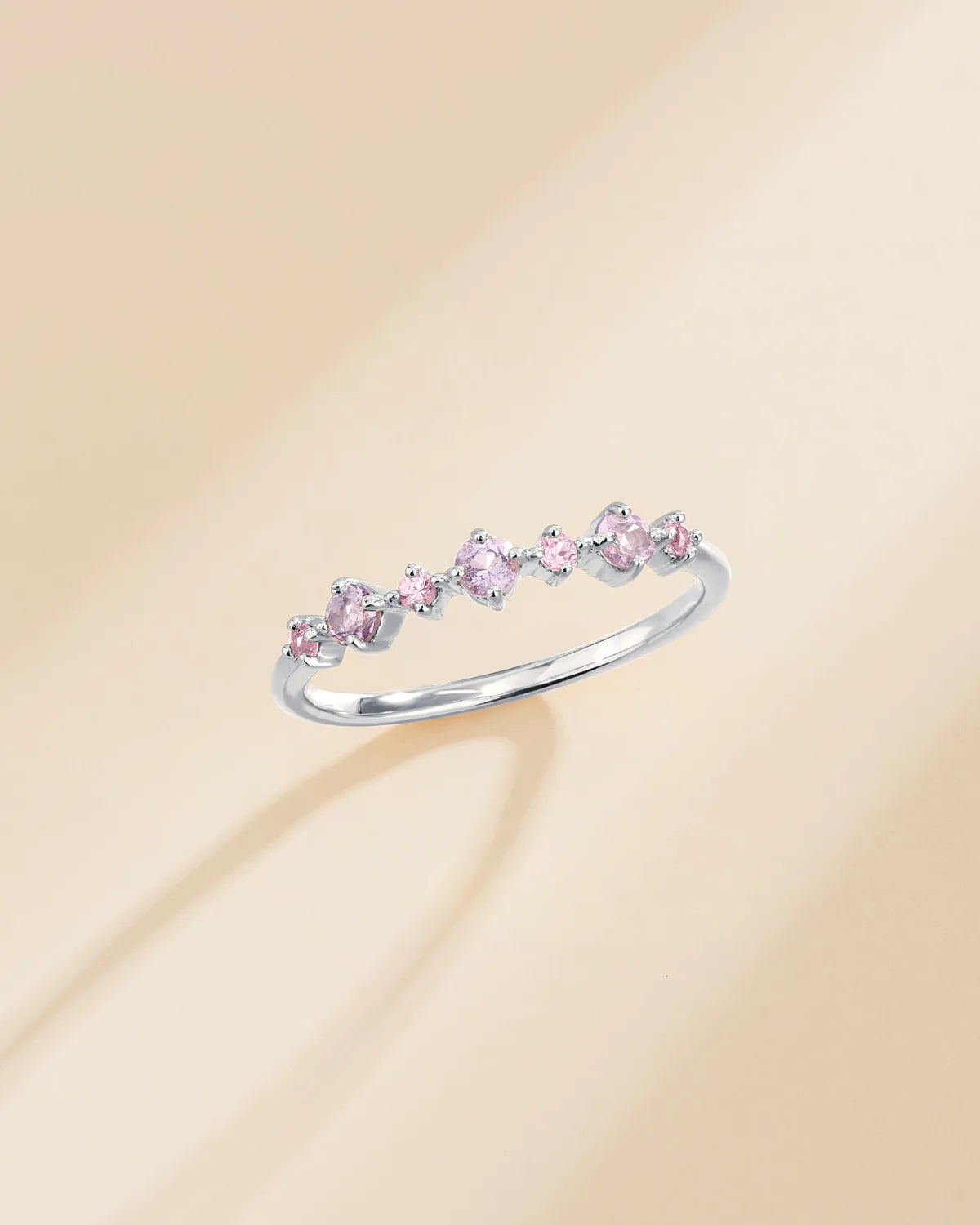 Pink Sapphire & Amethyst Stackable Half Eternity Band in Sterling Silver - SJR London Timepiece