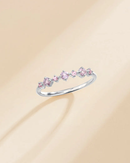 Pink Sapphire & Amethyst Stackable Half Eternity Band in Sterling Silver - SJR London Timepiece