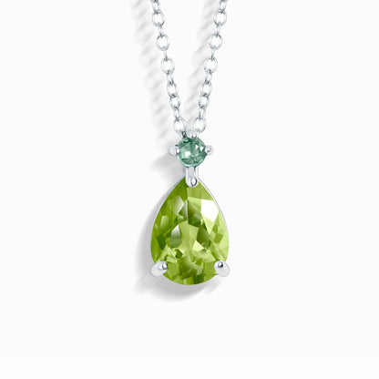 Emerald & Peridot Pear Cut Pendant Necklace in Sterling Silver - SJR London Timepiece
