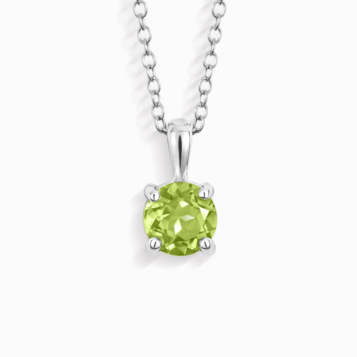 Peridot Solitaire Pendant Necklace in Sterling Silver - SJR London Timepiece