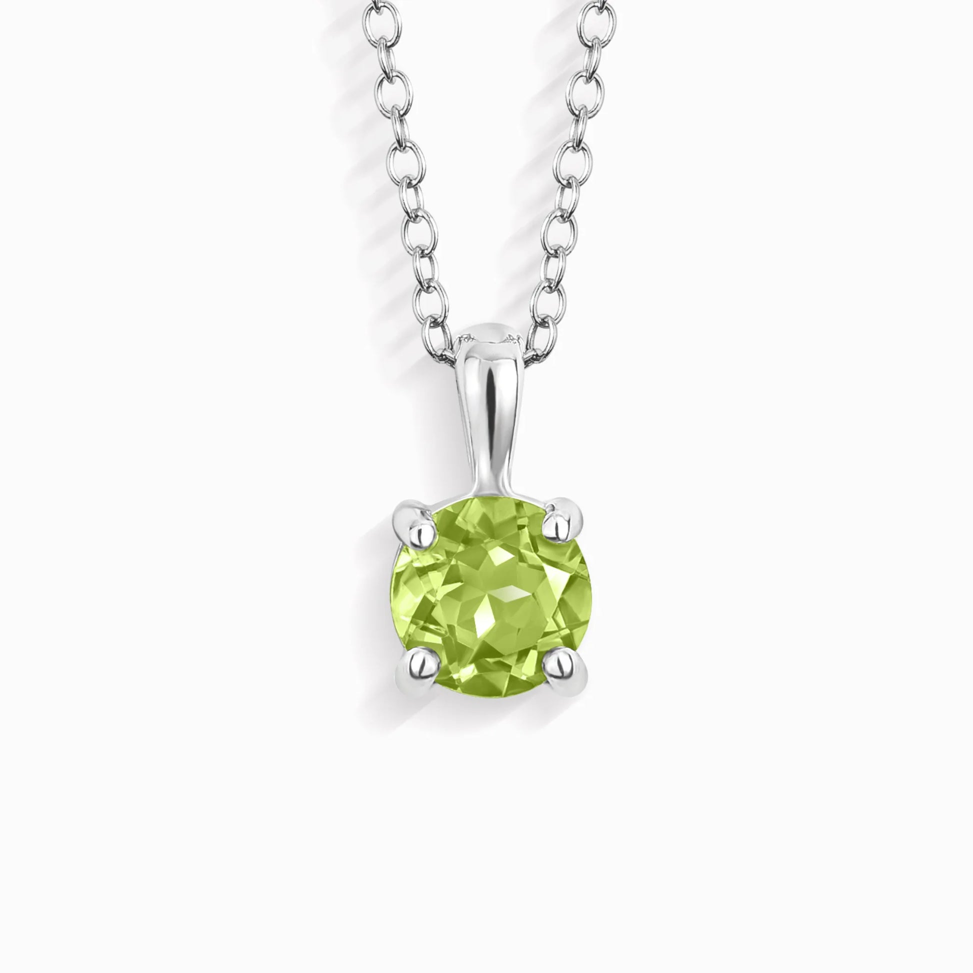 Peridot Solitaire Pendant Necklace in Sterling Silver - SJR London Timepiece